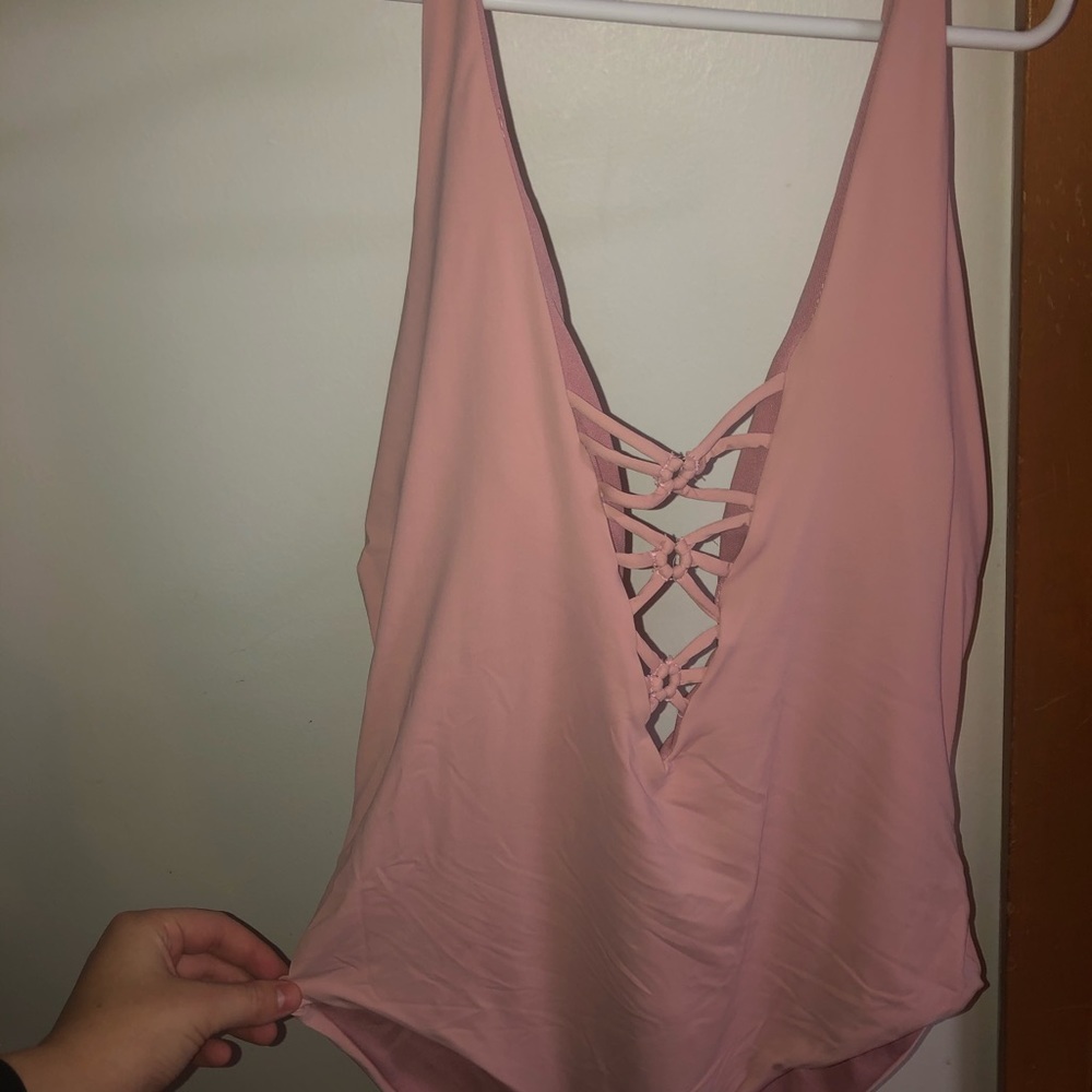 Pink one piece bathing suit